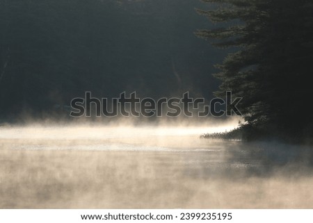 Misty morning sunrise on the water