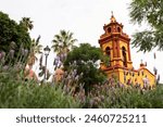 Misty morning view of the historic colonial church and city center of Bernal, Querétaro, Mexico.