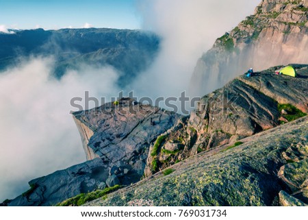 Similar – Image, Stock Photo Preikestolen Norway in the morning