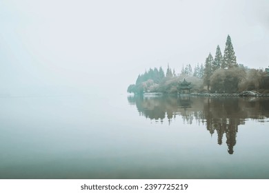 Misty Morning at West Lake, Hangzhou, China - Powered by Shutterstock