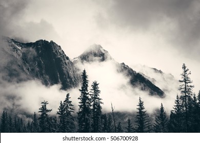Misty mountain in Banff National Park - Powered by Shutterstock