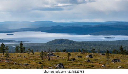 Misty Mountain Landscape In Lapland Finland