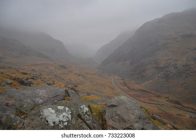 Misty Mountain Pass In Wales