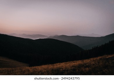 Misty Mountain Sunrise with Rolling Hills - Powered by Shutterstock