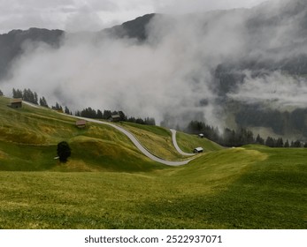 misty mountain valley landscape, Safien Switzerland - Powered by Shutterstock