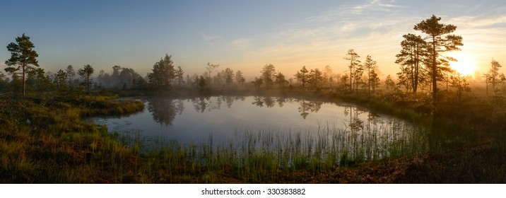 Misty Sunrise By The Lake