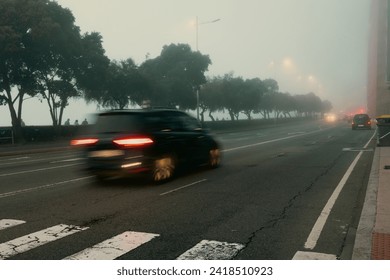 Misty Urban Dawn - The Rush of Morning Traffic - Powered by Shutterstock