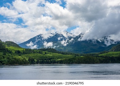 Misty view of Mt Menzies seen from cruise ship in the Discovery Passage in British Columbia - Shutterstock ID 2190346795