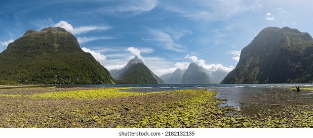 Mitre Peak and Mount Kimberley, Milford Sound, Fiordland National Park, Southland, New Zealand