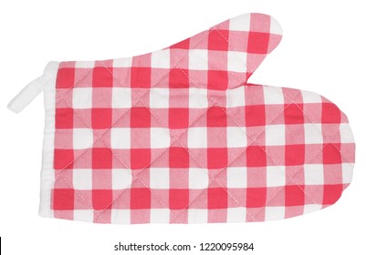 Mitt oven glove red white plaid - Shutterstock ID 1220095984