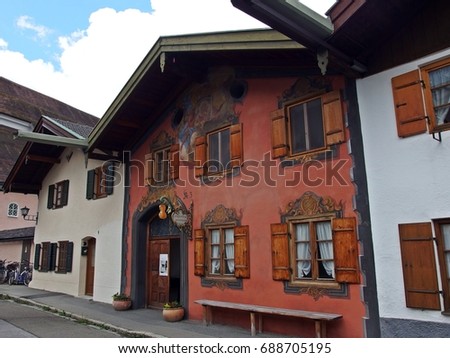 Mittenwald, upper bavaria, wall painted historic buildings