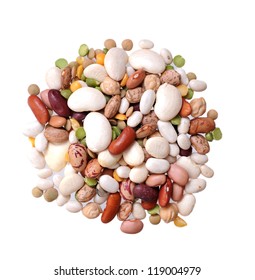 mix of beans on white background
