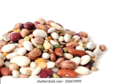 mix beans on white background