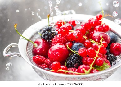Mix of berries rinsed with water