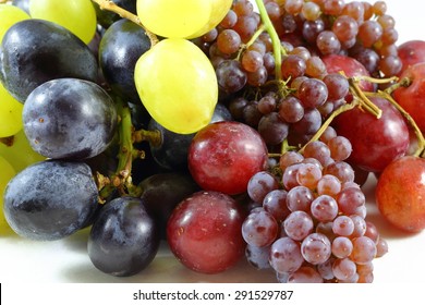 Mix Of Black Green Red And Champagne Grapes 