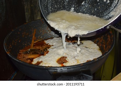 Mix The Cooked Coconut Milk And Beef With Spices, Then Cook For 2 Hours Until It Becomes Rendang.