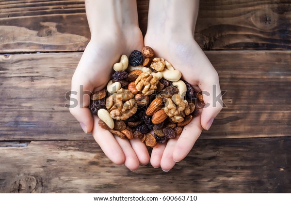 A mix of dried fruits and\
nuts