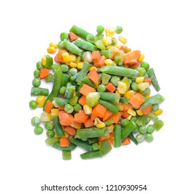 Mix Of Frozen Vegetables On White Background