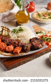 Mix Grilled With Rice Shish Kabab Shish Tawook, Chicken. 