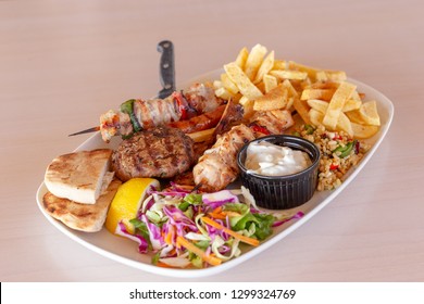 Mix Meat Plate With French Fries, Greek Food