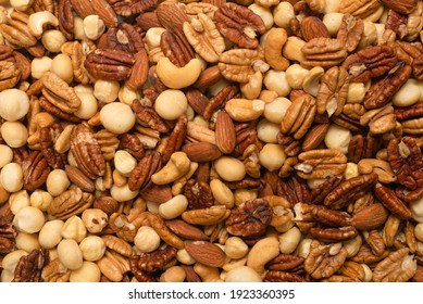 Mix of nuts as a background. Top view.  - Shutterstock ID 1923360395