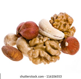 Mix Nuts Isolated On White Background