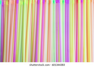 Mix Of Pastel Colorful Straws. Vertical Stripes. Get Out Of Stress - Stay Positive. Closeup