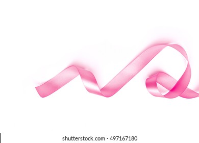 Mix Pink Ribbon On A White Background 