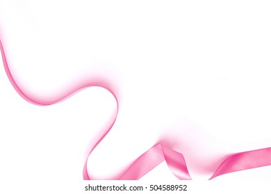 Mix Pink Ribbon On A White Background 