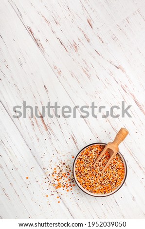 Similar – Image, Stock Photo Red organic lentils on a blackboard