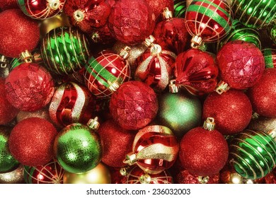 Mix Of Red, Green, And Golden Christmas Ball Ornaments