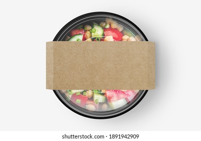 Mix Salad Food Container With Cover Sticker Mockup
