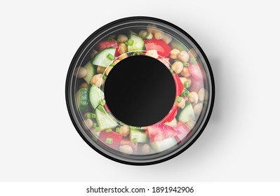Mix Salad Food Container With Sticker Mockup