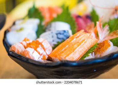 Mix Sashimi Fish Ready To Eat, Asian Cuisine And Food. Eating Out Lifestyle