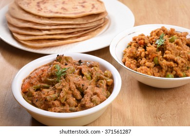 Mix Veg Kolhapuri And Soya Keema Matar With Parathas 