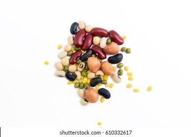 Mixed beans isolated on white background. - Shutterstock ID 610332617