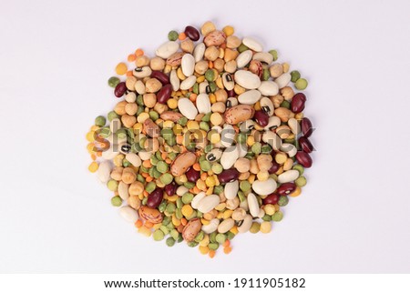 Mixed beans multi grain colorful mixture on white background