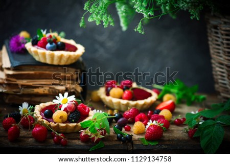 Similar – Hüttenkäsekuchen mit Erdbeeren