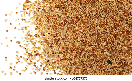 Mixed Bird Seed Isolated On White Background, Top View