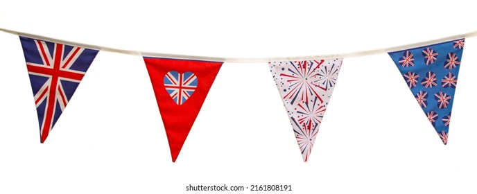 Mixed british jubilee bunting isolated on a white background