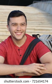 Mixed Ethnicity Student Smiling On Campus