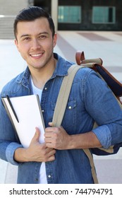 Mixed Ethnicity Student Smiling On Campus