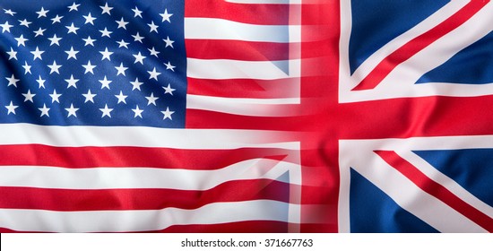 Mixed Flags Of The USA And The UK.