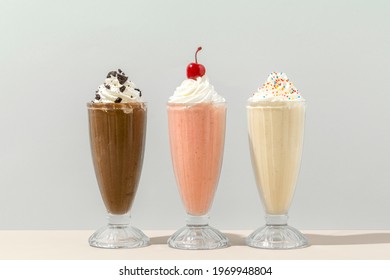 Mixed Flavor Milkshakes At A Cafe