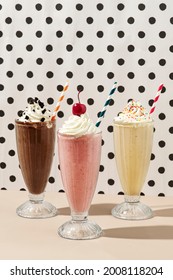 Mixed Flavor Milkshakes At A Cafe