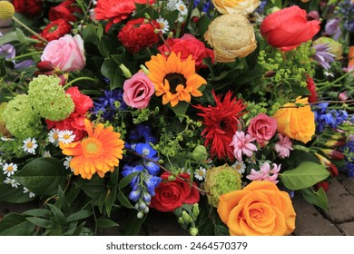 Mixed flower arrangement: various flowers in different colors for a wedding - Powered by Shutterstock