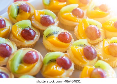 Mixed Fresh Fruit Custard Tart - Kiwi, Grape, Mango