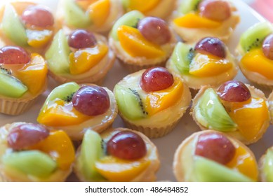 Mixed Fresh Fruit Custard Tart - Kiwi, Grape, Mango