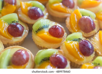 Mixed Fresh Fruit Custard Tart - Kiwi, Grape, Mango