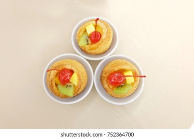 Mixed Fresh Fruit Danish Served For Breakfast